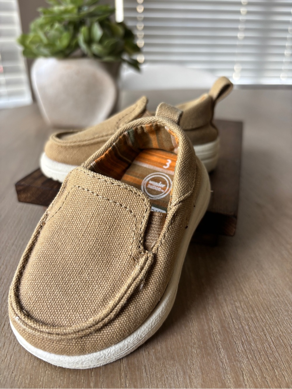 Kids Slip-On Canvas Shoes in Tan